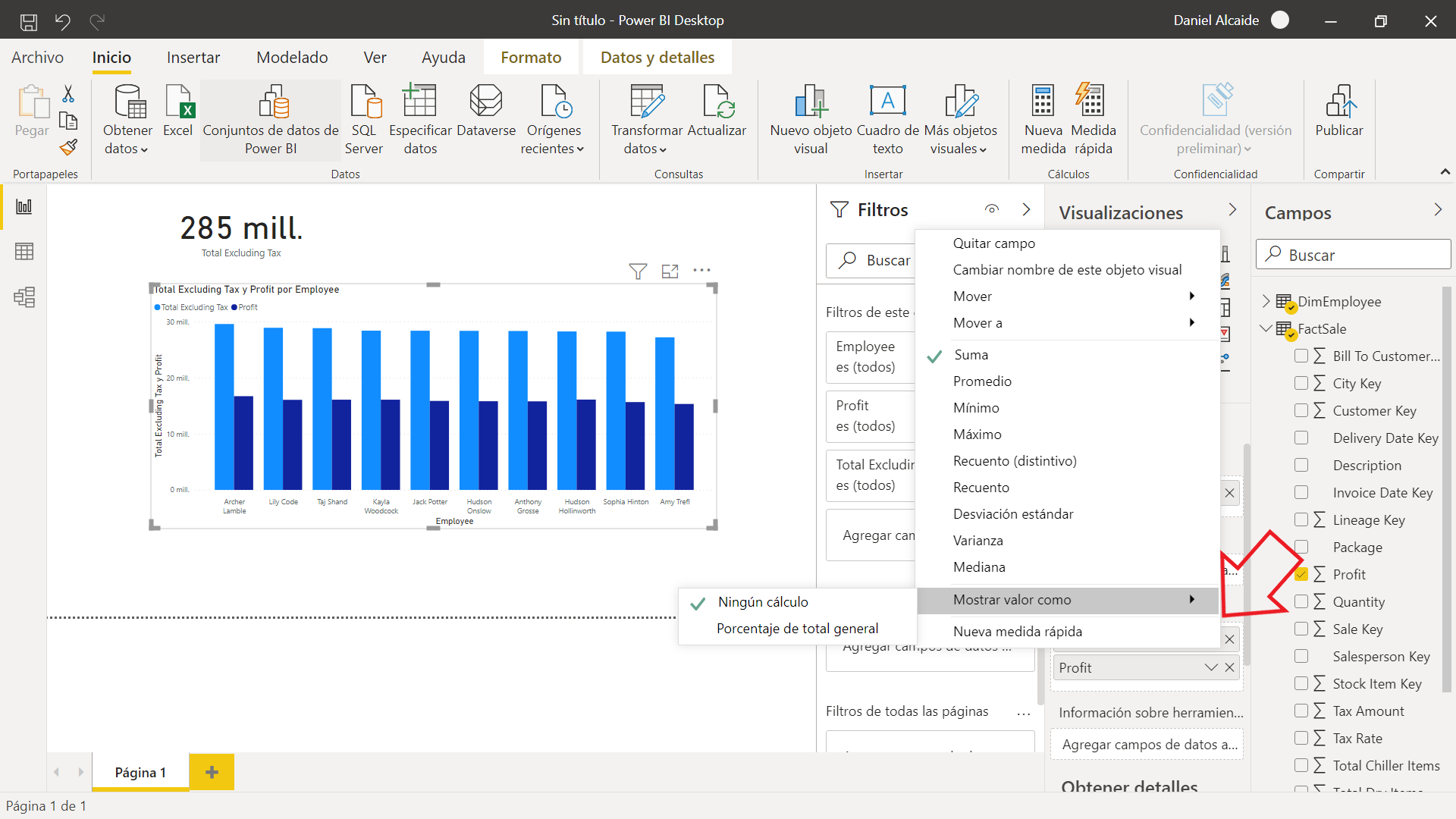 Modificar valor agregado Power BI